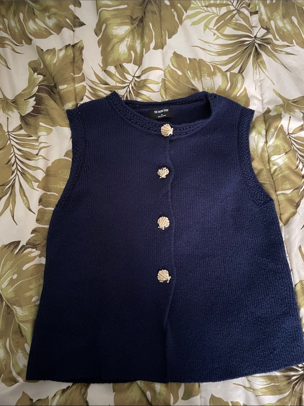 The White Company Navy Shell-Button Knit Vest Dress